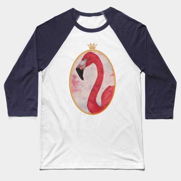 Royal pink Flamingo Queen Baseball T-Shirt by SturmDesign